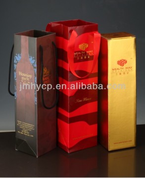 2015 custom print kraft paper foldable wedding wine bag