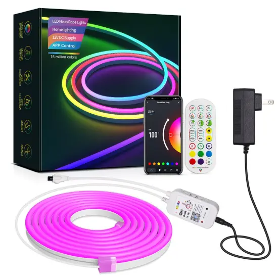 RGB Color Music LED Light Strip - Waterproof Silicone Neon Light