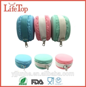 Candy Color Women Waterproof Silicone Macaron Round Wallet Coin Purses