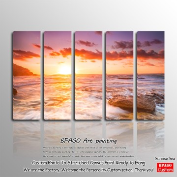 Stretched canvas seascapes oil paintings bedroom decoration