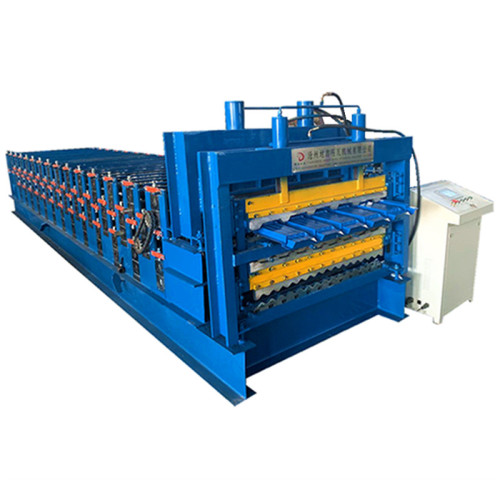 Color steel three layer corrugated glazed forming machine