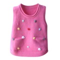Baby Girl Clothes 0-4T Toddler Vest Spring Waistcoats Pullover Knit Girls Cute Handmade Color Point With Pocket