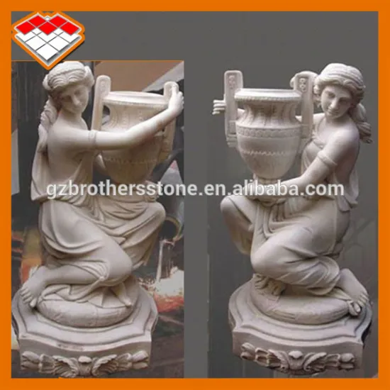 lady statue with glass in hand marble stone