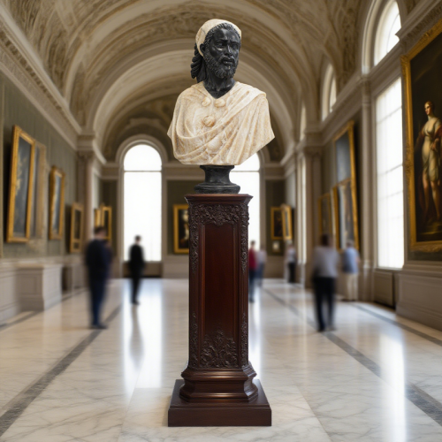 Color-Blocked Marble Bust Dual-Tone Classical Sculpture