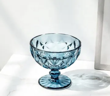 embossed small glass ice cream bowl dessert cups