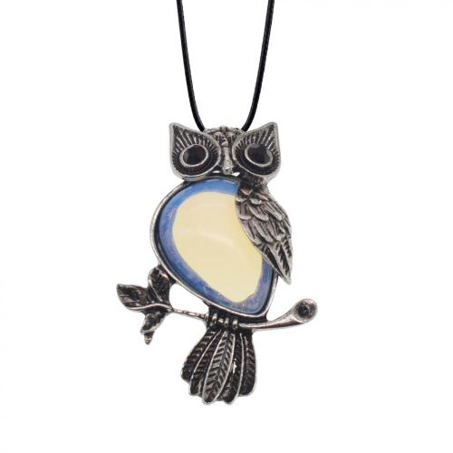Owl Necklaces Healing Crystal Stone Pendant Reiki Spiritual Energy Gemstone Quartz Necklace Birthday for Women Men