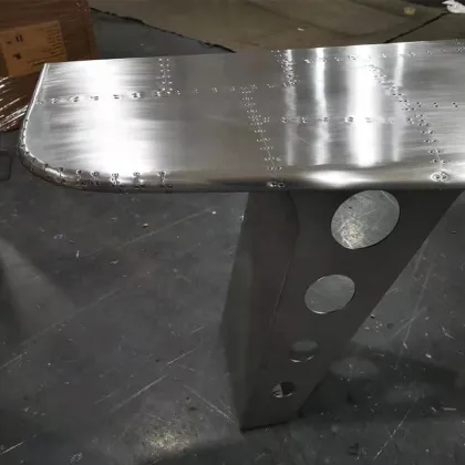 customized aviation furniture metal Aluminium  aviator wing desk home office desk handmade rivets spitfire airplane table