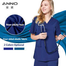 ANNO Elastic Scrubs Set Nursing Spandex Clinics Suit Female Male Scrubs Non sticky hair Pet Hospital Clothing Nursing Uniforms
