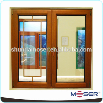 Latest design german style wood window with timber grill and decoration bar