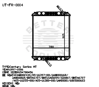 Freightliner Truck Radiator UT-FR-0004