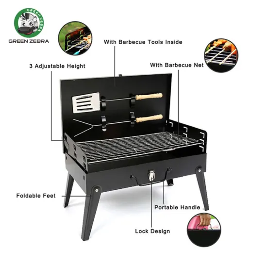 Wholesale Picnic Suitcase: Portable Outdoor Box, Charcoal Camp Barbecue Griller - Foldable BBQ Grill with Tool Set