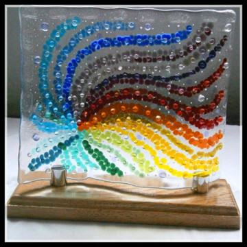 colorful fused glass garden ornament