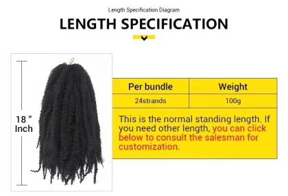 Marley braid Soft Synthetic Crochet Hair Extensions Bulk Synthetic Braiding Hair Afro Kinky Marley Braids