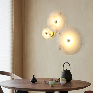 Alabaster Wall Lamp: Modern Moon Decor for Living Room and Bedroom