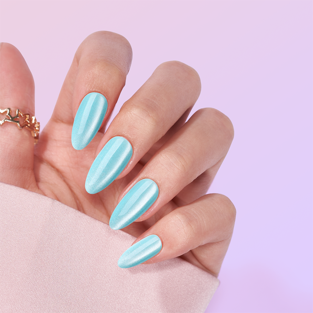 blue color cat eye false nail