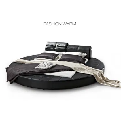 Bedroom Furniture Modern Leather Bed, latest leather round bed design, hotel bed P606