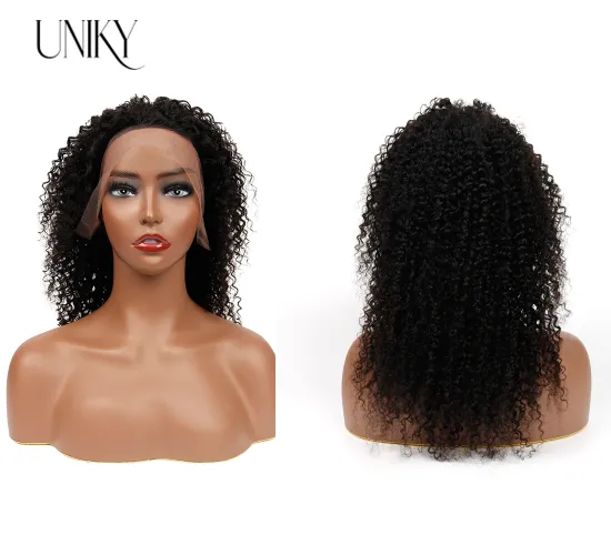 Uniky Fall Season Sale Virgin Hair Kinky Curly Lace Wig 10A Grade Cambodian Cuticle Aligned Virgin Hair Curly Human Hair Wig