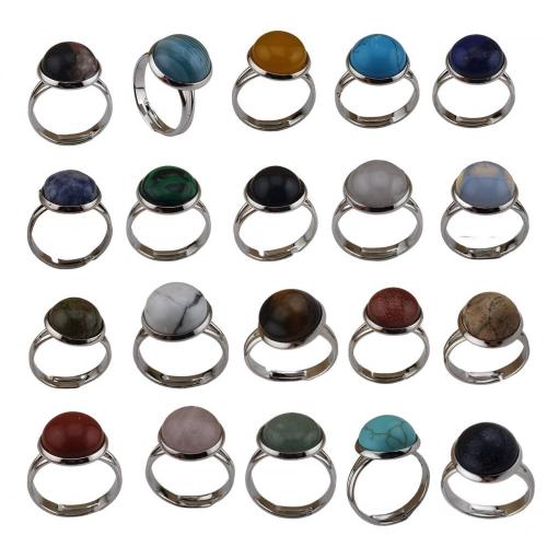 Gemstone Round 12MM Cabs Ring Stackable Fashion Ring Silver Plated Statement Knuckle Handmade Gemstone Gothic Vintage Ring