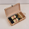 Caixa de madeira para embalagem de vinho com duas garrafas