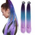 Alileader Long Box Crochet Synthetic Hairpice Ombre Traiding Extensions Hair Extensions Braid Pony Pony avec des élastiques de cheveux