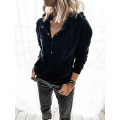 Womens Hooded Top Botton Down Sweatshirts