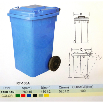 100L HDPE Dustbin with Wheel