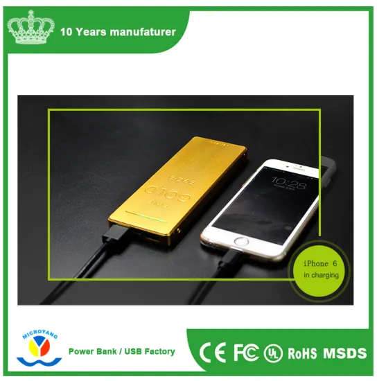 High Quality Cheap Gold Bar Power Bank 10000mah external battery charger,oem logo available