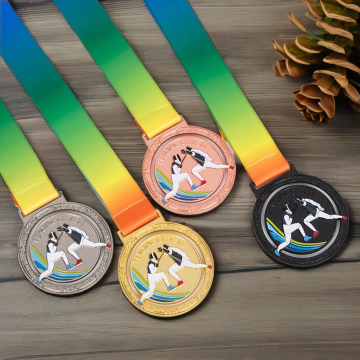 Manufacturer Custom 3D Activity Medals and Awards Die-Cast Metal Medal Bar Badges-Brass Silver Wood with Ribbon