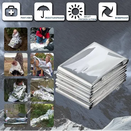 Portable Aluminum Film Emergency Blanket - Double-sided Thermal Insulation Outdoor Survival Blanket