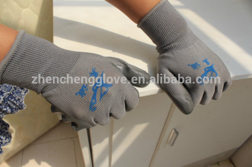 nitrile coated nylon gloves/custom printed work glove