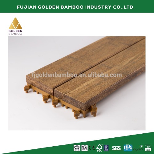 Carbonized strand woven bamboo garden flooring