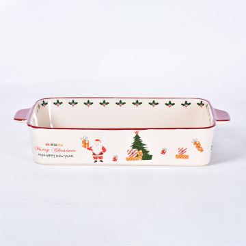 Bandeja para hornear de cerámica de 3 piezas al por mayor de Navidad para hornear