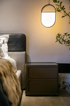 Brown Modern Bedroom Nightstand with 2 Drawers
