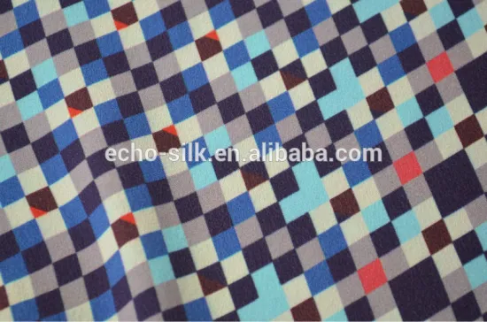 90cm*90cm colorful check digital printed CDC ,printed silk fabric for scarf/shwal