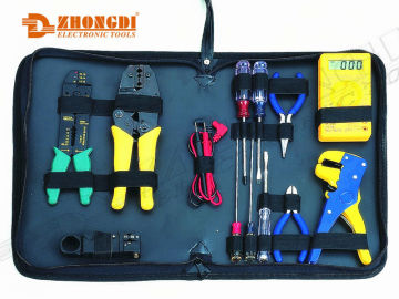 High quality 10pcs (screwdriver,multimeter,wire-press,etc) multimeter tool kit of Ningbo ZD