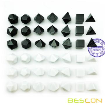 Bescon Blank Polyhedral RPG Würfel Set 42-tlg. Künstler-Set, einfarbig schwarz und weiß im Komplettset 7, 3 Sets für jede Farbe