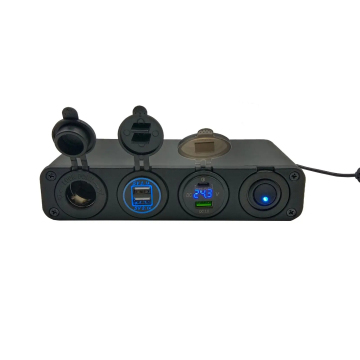 4 in 1 Control Box 4WD DC 12V/24V QC 3.0 Type C PD Dual USB Car Charger Socket for Marine Boat Motorcycle