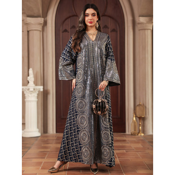 پولک دوزی طرح لوکس Kaftan Abaya با جزئیات گلدوزی