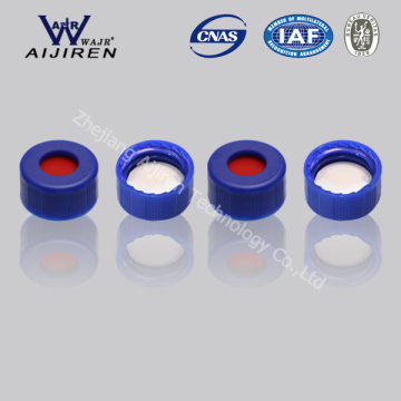 9mm white PTFE/red Silicone septa and blue PP cap