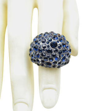Alloy rings with acrylic stones, gunmetal plating, OEM orders are welcome