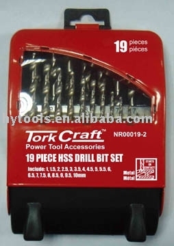 19pc hss twist drill set with metal index case