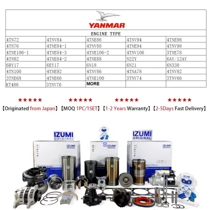 IZUMI 4TNV94 Engine Piston Cylinder Liner Kit - Yanmar Rebuild Parts