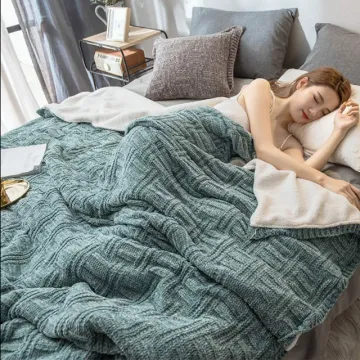 Knitting fleece blanket Double Layers blanket quilt thickened warm winter lamb fleece blanket