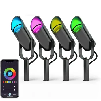 Smart 4-Pack RGB CCT Aluminum IP65 Landscape Lawn Decorative LED Floodlights for Garden