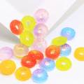 Gradient Transparent Cabochon Runde Donut Big Hole Harz Charms Simulation Lebensmittel DIY Craft Dekoration Perlen Schmuck Ornament