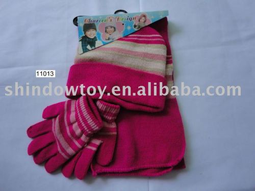 Fashion new style knitted scarf hat gloves and set