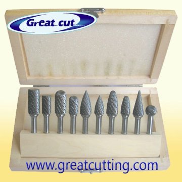 10 pcs carbide rotary files in wooden box