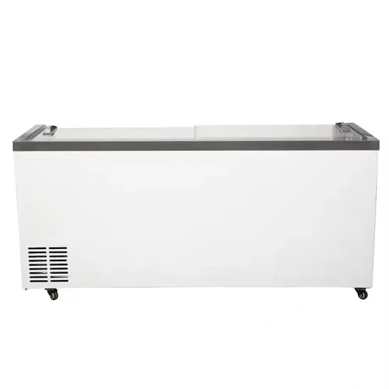 Supermarket Refrigerator Curved Sliding Glass Doors Island Freezer