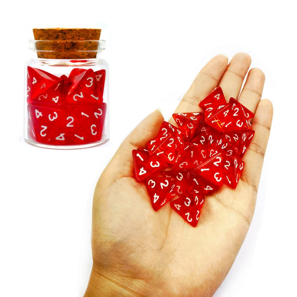 Banton de dimension de taille standard rouge D4 Dice 20pcs Bouteille de potion de guéris