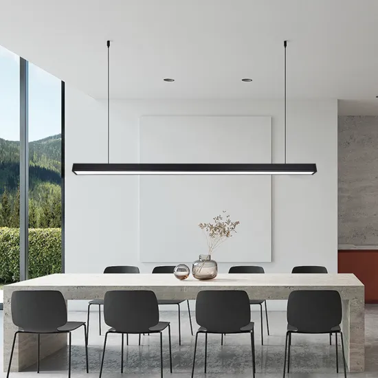Modern Black LED Linear Pendant Light for Indoor Dining Rooms and Offices